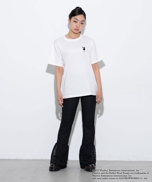 X-girl(エックスガール)の「Playboy × X-girl BUNNY GIRL S/S TEE(Tシャツ/カットソー・レディース・ライトブルー/ホワイト/ブラック・L/XL/M/S)」の12枚目の写真