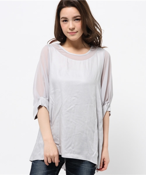 OUTLET（アウトレット）の「【CAPRICIEUX LE'MAGE】パフ袖フレアブラウス（シャツ/ブラウス・レディース・ホワイト/グレー/カーキ・FREE）」の2枚目の写真