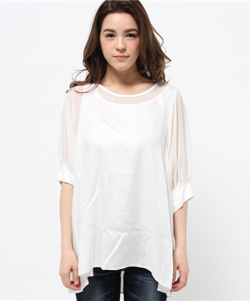 OUTLET（アウトレット）の「【CAPRICIEUX LE'MAGE】パフ袖フレアブラウス（シャツ/ブラウス・レディース・ホワイト/グレー/カーキ・FREE）」の4枚目の写真
