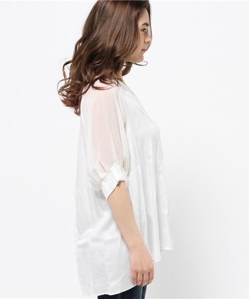 OUTLET（アウトレット）の「【CAPRICIEUX LE'MAGE】パフ袖フレアブラウス（シャツ/ブラウス・レディース・ホワイト/グレー/カーキ・FREE）」の5枚目の写真