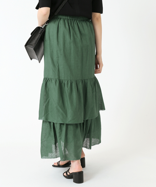B.C STOCK（ベーセーストック）の「コットンリネン ティアードフリルスカート（スカート・レディース・ホワイト/ブラック/グリーン・FREE）」の11枚目の写真