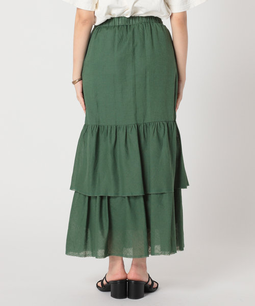 B.C STOCK（ベーセーストック）の「コットンリネン ティアードフリルスカート（スカート・レディース・ホワイト/ブラック/グリーン・FREE）」の15枚目の写真