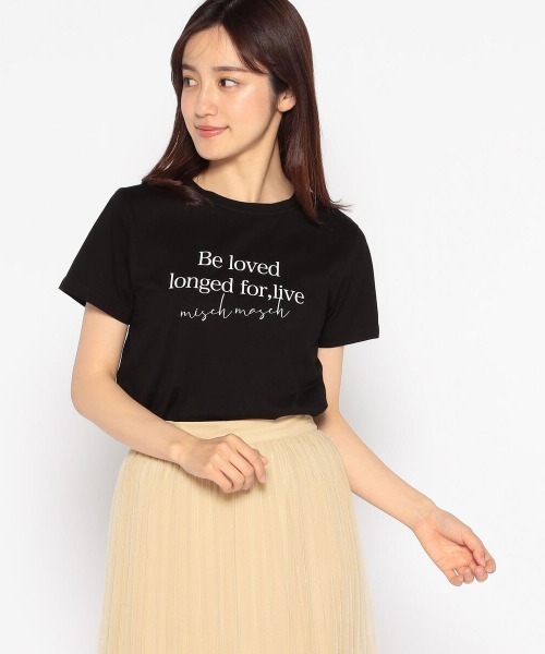 MISCH MASCH（ミッシュマッシュ）の「ロゴプリントＴシャツ（Tシャツ/カットソー・レディース・ホワイト/ライトブルー/ブラック・MEDIUM）」の2枚目の写真