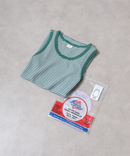 JEMORGAN（ジェーイーモーガン）の「JEMORGAN ワッフルボーダータンクトップ（パック入り）（タンクトップ・メンズ・グレー系その他/グリーン系その他/ブルー系その他/レッド系その他・M/XL/L）」の2枚目の写真