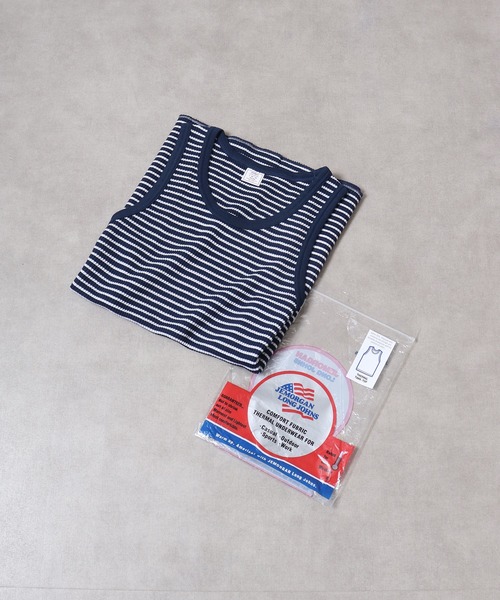 JEMORGAN（ジェーイーモーガン）の「JEMORGAN ワッフルボーダータンクトップ（パック入り）（タンクトップ・メンズ・グレー系その他/グリーン系その他/ブルー系その他/レッド系その他・M/XL/L）」の3枚目の写真