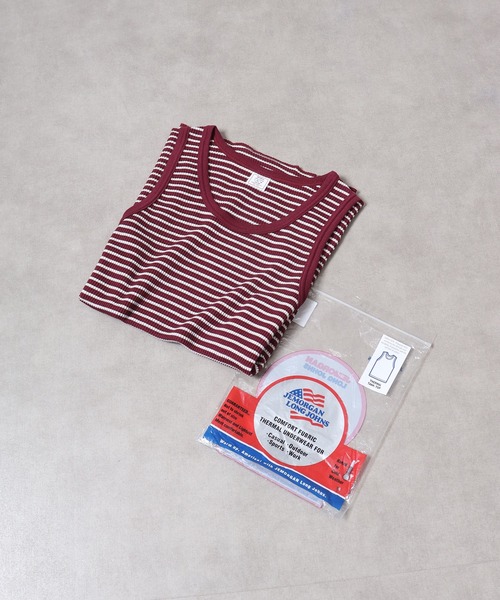 JEMORGAN（ジェーイーモーガン）の「JEMORGAN ワッフルボーダータンクトップ（パック入り）（タンクトップ・メンズ・グレー系その他/グリーン系その他/ブルー系その他/レッド系その他・M/XL/L）」の4枚目の写真