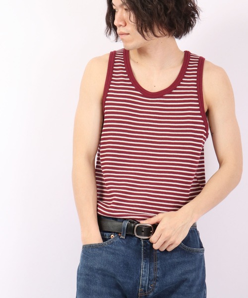 JEMORGAN（ジェーイーモーガン）の「JEMORGAN ワッフルボーダータンクトップ（パック入り）（タンクトップ・メンズ・グレー系その他/グリーン系その他/ブルー系その他/レッド系その他・M/XL/L）」の5枚目の写真