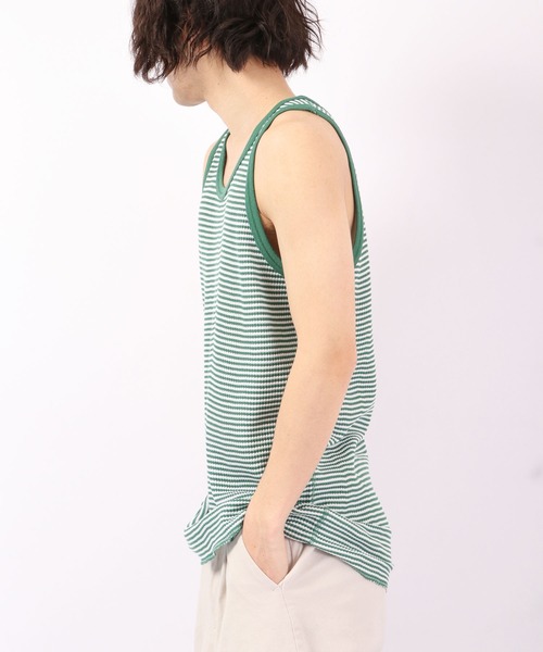 JEMORGAN（ジェーイーモーガン）の「JEMORGAN ワッフルボーダータンクトップ（パック入り）（タンクトップ・メンズ・グレー系その他/グリーン系その他/ブルー系その他/レッド系その他・M/XL/L）」の11枚目の写真