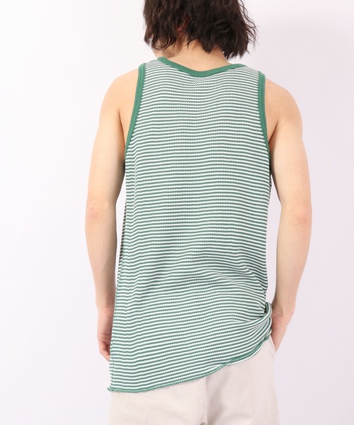 JEMORGAN（ジェーイーモーガン）の「JEMORGAN ワッフルボーダータンクトップ（パック入り）（タンクトップ・メンズ・グレー系その他/グリーン系その他/ブルー系その他/レッド系その他・M/XL/L）」の8枚目の写真