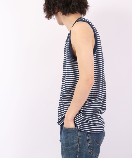 JEMORGAN（ジェーイーモーガン）の「JEMORGAN ワッフルボーダータンクトップ（パック入り）（タンクトップ・メンズ・グレー系その他/グリーン系その他/ブルー系その他/レッド系その他・M/XL/L）」の12枚目の写真