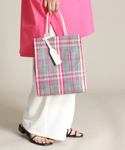 EleSac（エルサック）の「【EleSac / エルサック】ショッピングバッグカゴトート（かごバッグ・レディース・グレー/イエロー・FREE）」の2枚目の写真