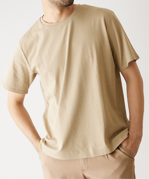 417 EDIFICE(フォーワンセブンエディフィス)の「【吸水速乾】 シルケット スムースTシャツ(Tシャツ/カットソー・メンズ・ホワイト/チャコールグレー/ブラック/ベージュ/グレー/サックスブルー・SMALL/MEDIUM/LARGE/X-LARGE)」の5枚目の写真
