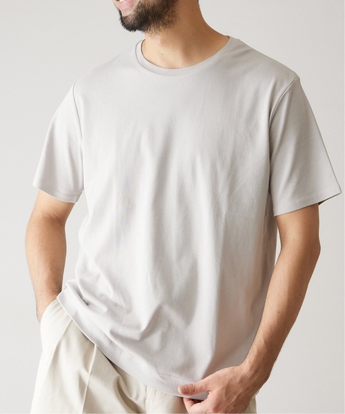 417 EDIFICE(フォーワンセブンエディフィス)の「【吸水速乾】 シルケット スムースTシャツ(Tシャツ/カットソー・メンズ・ホワイト/チャコールグレー/ブラック/ベージュ/グレー/サックスブルー・SMALL/MEDIUM/LARGE/X-LARGE)」の4枚目の写真