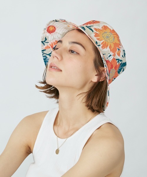 Chapeau d' O(シャポードオー)の「Chapeau d' O Flower PT Bucket(ハット・レディース・オレンジ/ブルー・M/57.5cm)」の7枚目の写真