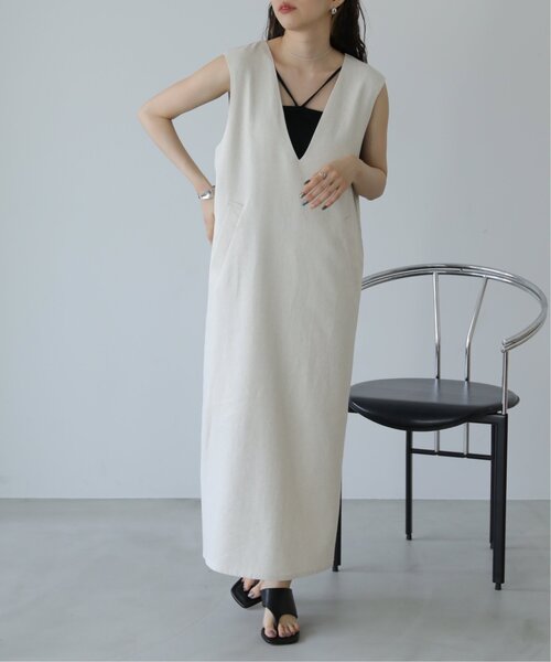 RAY CASSIN（レイカズン）の「リネンミックス深Vワンピース