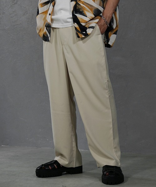 MinoriTY(マイノリティ)の「【MinoriTY】接触冷感サマーワイドスラックス メンズ ワイドパンツ とろみ素材 無地 夏服 秋服 オーバーサイズ ルーズシルエット(スラックス・メンズ・ブラック/アイボリー/グレー系その他/ブラウン/モカ・S/M/L)」の6枚目の写真