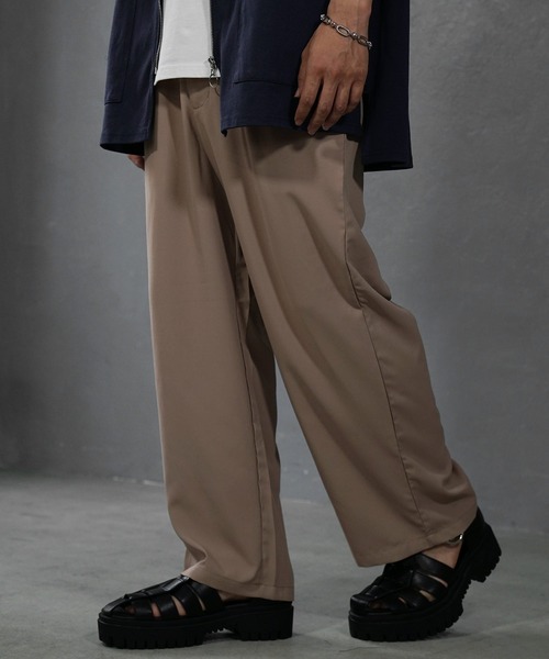 MinoriTY(マイノリティ)の「【MinoriTY】接触冷感サマーワイドスラックス メンズ ワイドパンツ とろみ素材 無地 夏服 秋服 オーバーサイズ ルーズシルエット(スラックス・メンズ・ブラック/アイボリー/グレー系その他/ブラウン/モカ・S/M/L)」の14枚目の写真