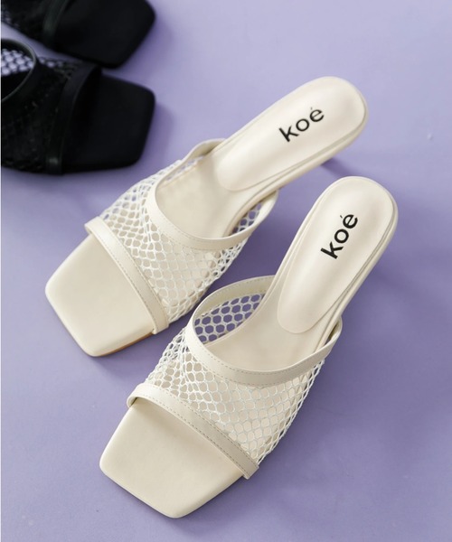 koe（コエ）の「メッシュサンダル＊（サンダル・レディース・ブラック/オフホワイト・S/M/L）」の2枚目の写真