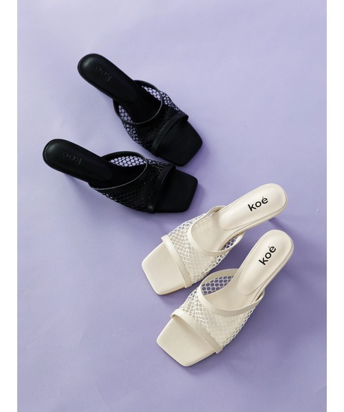 koe（コエ）の「メッシュサンダル＊（サンダル・レディース・ブラック/オフホワイト・S/M/L）」の5枚目の写真