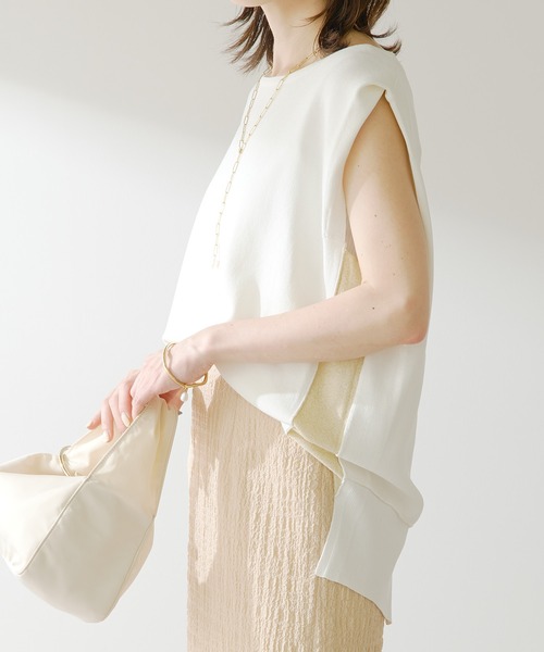 COLLAGE GALLARDAGALANTE（コラージュガリャルダガランテ）の「サイドラメサマーニット（ニット/セーター・レディース・ホワイト/ブラック・FREE）」の21枚目の写真