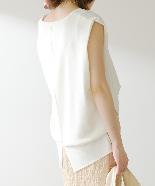 COLLAGE GALLARDAGALANTE（コラージュガリャルダガランテ）の「サイドラメサマーニット（ニット/セーター・レディース・ホワイト/ブラック・FREE）」の6枚目の写真