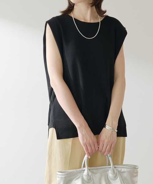 COLLAGE GALLARDAGALANTE（コラージュガリャルダガランテ）の「サイドラメサマーニット（ニット/セーター・レディース・ホワイト/ブラック・FREE）」の16枚目の写真