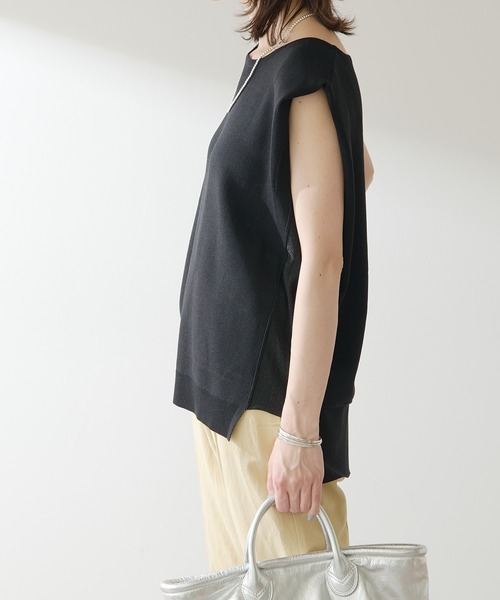 COLLAGE GALLARDAGALANTE（コラージュガリャルダガランテ）の「サイドラメサマーニット（ニット/セーター・レディース・ホワイト/ブラック・FREE）」の7枚目の写真