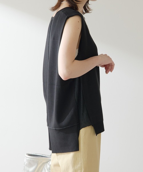 COLLAGE GALLARDAGALANTE（コラージュガリャルダガランテ）の「サイドラメサマーニット（ニット/セーター・レディース・ホワイト/ブラック・FREE）」の3枚目の写真