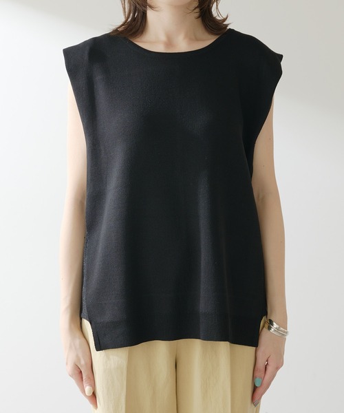 COLLAGE GALLARDAGALANTE（コラージュガリャルダガランテ）の「サイドラメサマーニット（ニット/セーター・レディース・ホワイト/ブラック・FREE）」の13枚目の写真