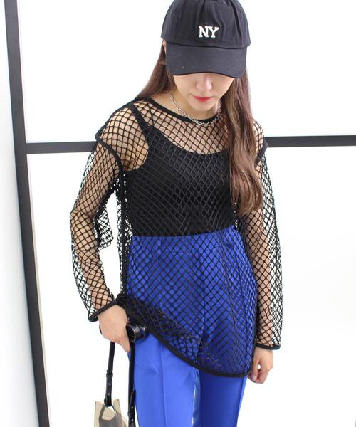 INGNI（イング）の「メッシュトップス（Tシャツ/カットソー・レディース・ブラック/オフホワイト/オレンジ/ブルー・M）」の3枚目の写真