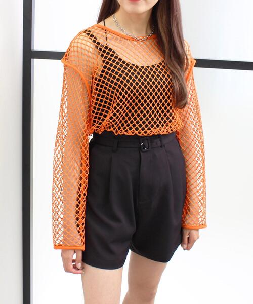 INGNI（イング）の「メッシュトップス（Tシャツ/カットソー・レディース・ブラック/オフホワイト/オレンジ/ブルー・M）」の11枚目の写真