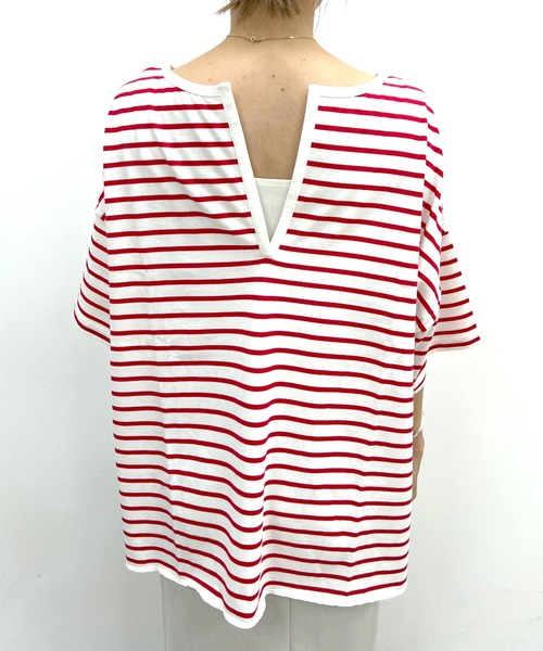 SHENERY（シーナリー）の「スキッパー2WAYボーダーカットソー（Tシャツ/カットソー・レディース・レッド/ブルー・FREE）」の20枚目の写真