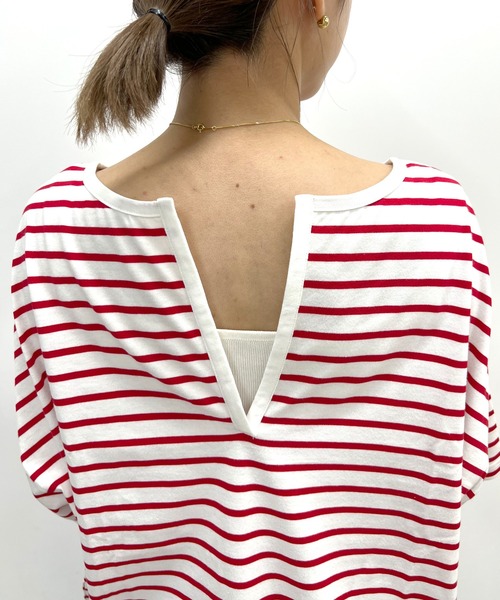 SHENERY（シーナリー）の「スキッパー2WAYボーダーカットソー（Tシャツ/カットソー・レディース・レッド/ブルー・FREE）」の21枚目の写真