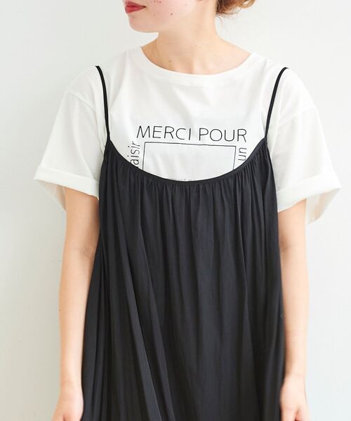 le.coeur blanc（ルクールブラン）の「スクエアロゴプリントTシャツ（Tシャツ/カットソー・レディース・オフホワイト/キャメル・38）」の7枚目の写真