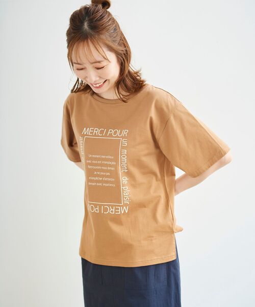 le.coeur blanc（ルクールブラン）の「スクエアロゴプリントTシャツ（Tシャツ/カットソー・レディース・オフホワイト/キャメル・38）」の10枚目の写真