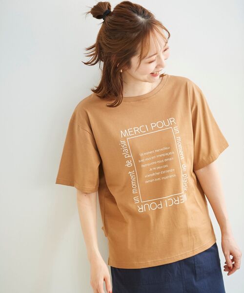 le.coeur blanc（ルクールブラン）の「スクエアロゴプリントTシャツ（Tシャツ/カットソー・レディース・オフホワイト/キャメル・38）」の12枚目の写真