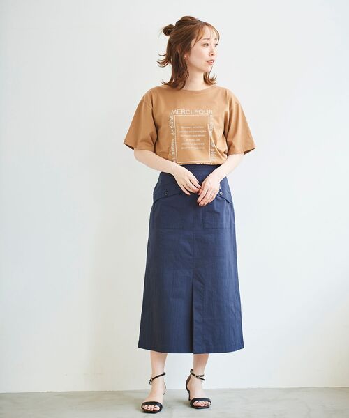 le.coeur blanc（ルクールブラン）の「スクエアロゴプリントTシャツ（Tシャツ/カットソー・レディース・オフホワイト/キャメル・38）」の14枚目の写真