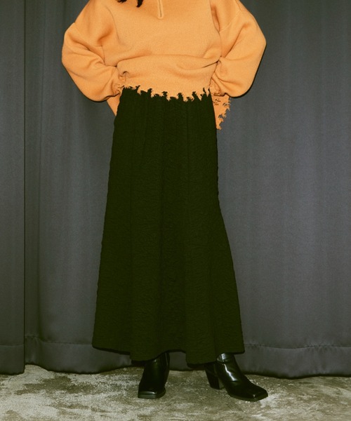 Happy John（ハッピージョン）の「jacquard mermaid skirt/ジャガードマーメイドスカート（スカート・レディース・ブラック/グレー/ブルー/アイボリー・FREE）」の6枚目の写真