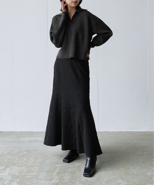 Happy John（ハッピージョン）の「jacquard mermaid skirt/ジャガードマーメイドスカート（スカート・レディース・ブラック/グレー/ブルー/アイボリー・FREE）」の21枚目の写真