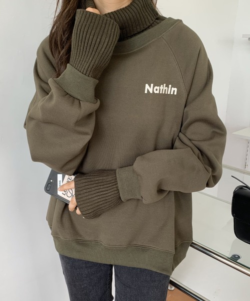 ABITOKYO(アビトーキョー)の「ワンポイントロゴリブドッキング裏起毛トレーナー(スウェット・レディース・ベージュ/カーキ/ブラック・M/L)」の22枚目の写真