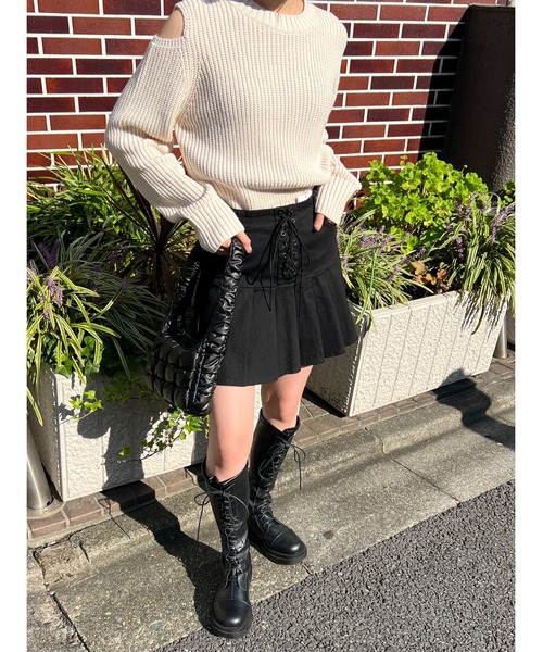 WC（ダブル シー）の「レースアップミニスカート（スカート・レディース・アイボリー/ブラック・FREE）」の16枚目の写真