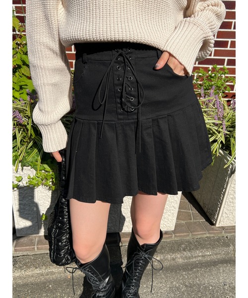 WC（ダブル シー）の「レースアップミニスカート（スカート・レディース・アイボリー/ブラック・FREE）」の18枚目の写真