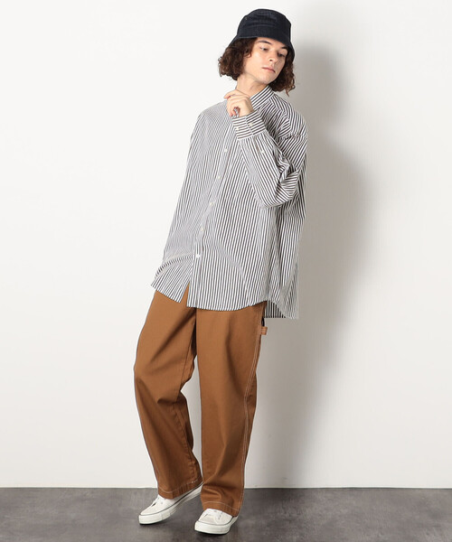 Purple&Yellow（パープルアンドイエロー）の「ストライプビッグシャツ（シャツ/ブラウス・メンズ・ブラウン/ブルー・LARGE/MEDIUM）」の8枚目の写真