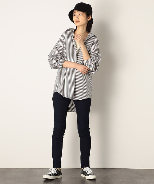 Purple&Yellow（パープルアンドイエロー）の「ストライプビッグシャツ（シャツ/ブラウス・メンズ・ブラウン/ブルー・LARGE/MEDIUM）」の3枚目の写真