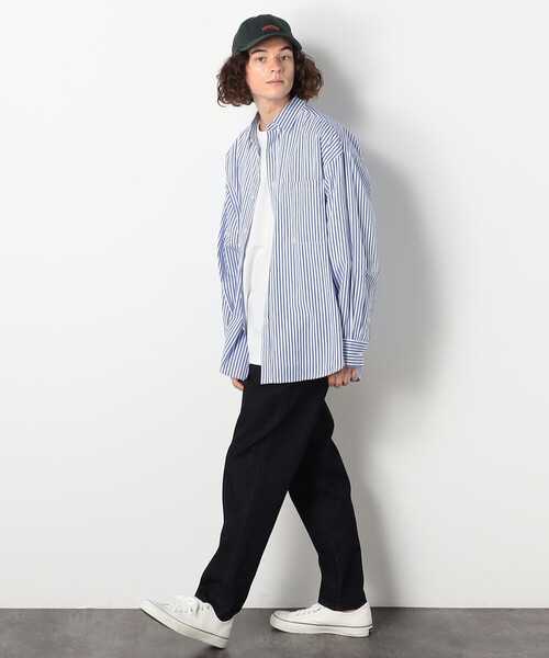 Purple&Yellow（パープルアンドイエロー）の「ストライプビッグシャツ（シャツ/ブラウス・メンズ・ブラウン/ブルー・LARGE/MEDIUM）」の9枚目の写真