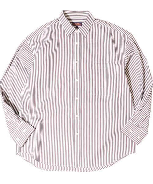 Purple&Yellow（パープルアンドイエロー）の「ストライプビッグシャツ（シャツ/ブラウス・メンズ・ブラウン/ブルー・LARGE/MEDIUM）」の20枚目の写真