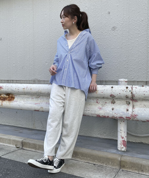 Purple&Yellow（パープルアンドイエロー）の「ストライプビッグシャツ（シャツ/ブラウス・メンズ・ブラウン/ブルー・LARGE/MEDIUM）」の18枚目の写真