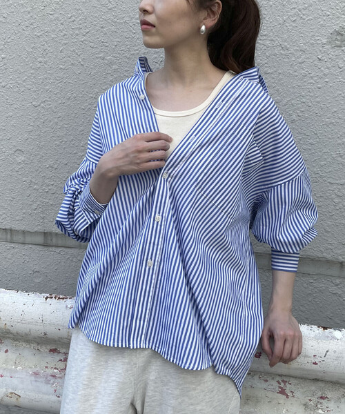 Purple&Yellow（パープルアンドイエロー）の「ストライプビッグシャツ（シャツ/ブラウス・メンズ・ブラウン/ブルー・LARGE/MEDIUM）」の17枚目の写真