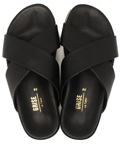 LE TALON（ルタロン）の「◆Le Talon GRISE ◆ ◇レザークロスフラットサンダル（サンダル・レディース・ブラック・38/36/37/35）」の2枚目の写真