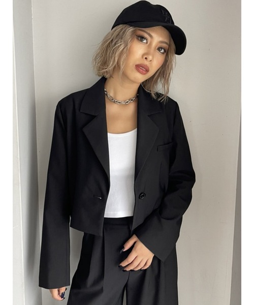 EGOIST(エゴイスト)の「ダークカラーシングルジャケット(その他アウター・レディース・ブラック/ダークグレー/マルチ・FREE)」の2枚目の写真